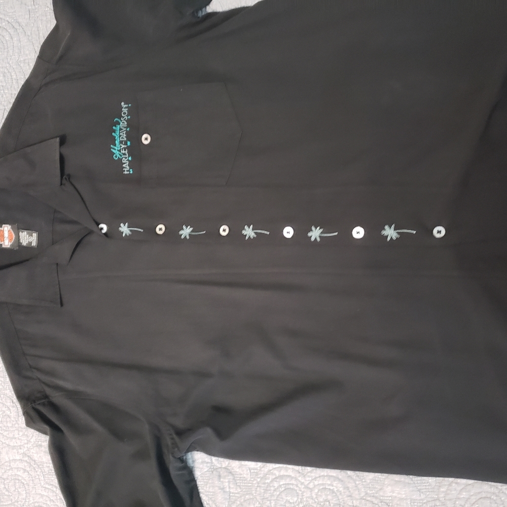 Mens harley-davidson silk button down shirt xl